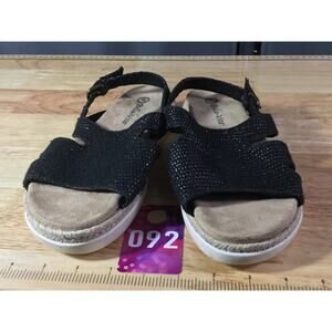 Bella Vita Kato Slingback Platform Sandals Women's 8.5 W Black Buckle Open Toe